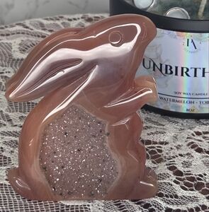 Red Carnilian Bunny With Druzy